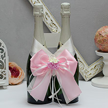 Украшение на бутылки шампанского "Romantic" розовый