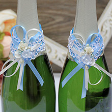 Декор для свадебных бутылок "Признание в любви" 2шт голубой