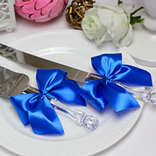 Лопатка и нож для свадебного торта "Paradise" синий