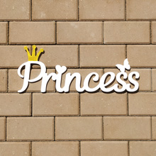Деревянное слово для фотосессии "Princess" (белый)