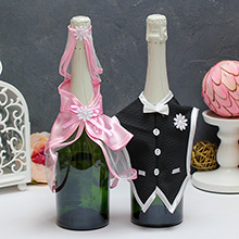 Комплект нарядов на шампанское "Пара" (черный/розовый)
