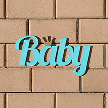 Деревянное слово для фотосессии "Baby" (бирюзовый с блестками) (30 см)