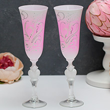 Бокалы для шампанского на свдаьбу "Лебеди" розовый, 2 шт