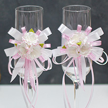 Свадебные бокалы  для молодоженов "Ника" бело-розовый