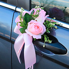 Бутоньерки на ручки и зеркала авто "Свадебная мечта" 2 шт розовый