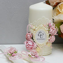 Свечи для свадьбы ручной работы "Таинственный сад" 3 свечи без подсвечников айвори розовый айвори-розовый