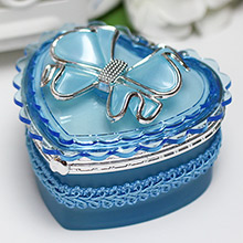Свадебная коробочка для колец "Сердце с бантиком" голубой