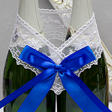 Украшение шампанского "Бантик-new" синий