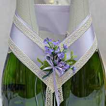 Свадебные украшения на бутылки "Любовный этюд" сиреневый