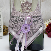 Свадебные украшения на бутылки "Притяжение" сиреневый