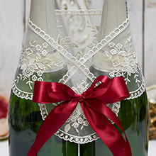 Декор для свадебного шампанского "Бантик" винный