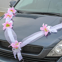 Лента на свадебные  машины "Лилия" (розовый)