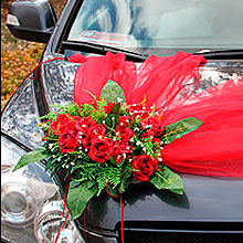 Свадебная лента на автомобиль "Экзотика" (красный)