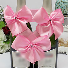 Декор для свадебного шампанского "Селена" розовый