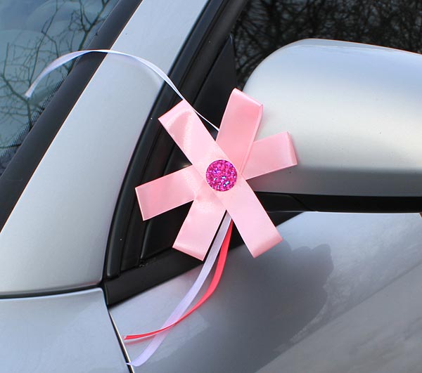 Свадебный бант на машину (розовый)
