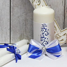 Свечи для молодоженов и родителей "Великолепная пара" 3 свечи без подсвечников белый белый/синий