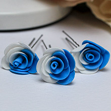 Шпильки для прически невесты "Соблазн" белый/голубой