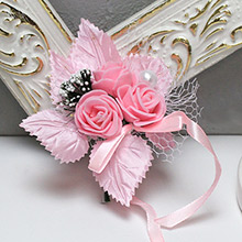 Свадебная бутоньерка из искусственных цветов "Макс-2" розовый