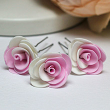 Свадебные шпильки для волос "Соблазн" белый/розовый