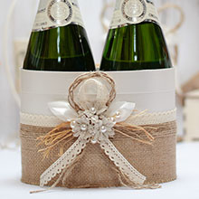 Украшение бутылок шампанского на свадьбу "Полевые цветы"