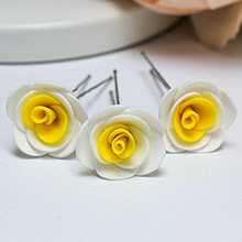 Шпильки для прически невесты "Соблазн" белый/желтый