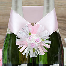 Декор для свадебных бутылок "Валенсия" розовый