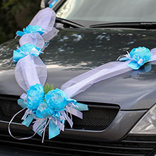 Свадебная лента на авто "Очарование" (голубой)