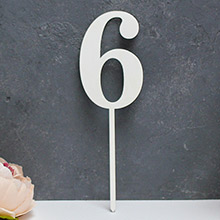 Цифра деревянная на палочке "6" 