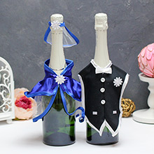 Комплект нарядов на шампанское "Пара" (черный/синий)