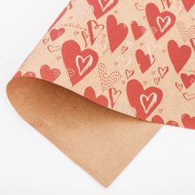 Крафтовая упаковочная бумага "Сердца с любовью" (50*70 см)