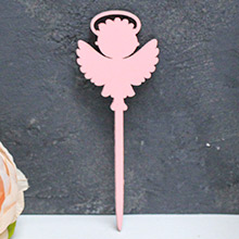 Топпер деревянный на палочке "Ангел" (розовый)