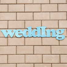 Деревянное слово для фотосессии "Wedding" (75 см) (голубой с блестками)