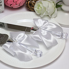 Лопатка и нож для свадебного торта "Paradise" белый