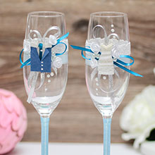 Свадебные бокалы  для молодоженов "Счастливая пара" (голубой)