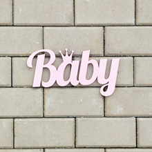 Слово деревянное "Baby" (30 см) (розовый)
