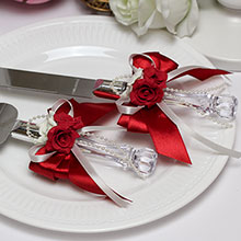 Лопатка и нож для торта "Romantic" красный