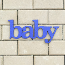 Слово деревянное "Baby" (30 см) (синий с блестками)