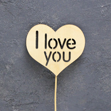 Топпер деревянный на палочке "I love you" ( без покраски)