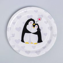 Комплект бумажных тарелок "Влюбленные пингвинчики" (6 шт, 18 см)