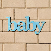 Деревянное слово для фотосессии "Baby" (бирюзовый с блестками)