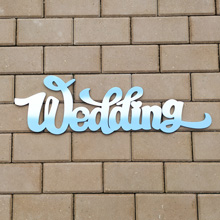 Деревянное слово для фотосессии "Wedding" (65 см) (белый/голубой)
