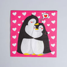 Комплект бумажных салфеток "Влюбленные пингвинчики" (33*33 см) (20 шт)