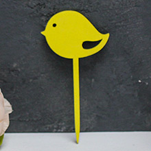 Топпер деревянный на палочке "Птичка" (желтый)