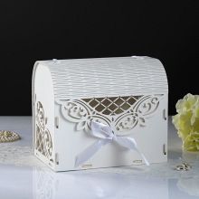 Свадебный сундук для денег на свадьбу "Ажур" белый
