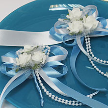 Комплект свадебных аксессуаров для свидетелей "Розанна" белый/голубой
