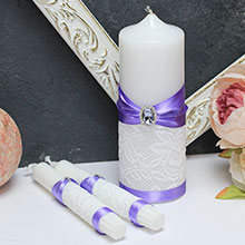 Набор свечей на свадьбу "Афродита" без подсвечников сиреневый