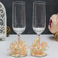 Свадебные бокалы  для молодоженов "Валенсия" айвори-персиковый