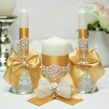 Свечи для свадьбы ручной работы "Золотое сердце"