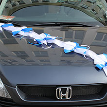 Свадебная лента на капот машины "Фатиновая фантазия"  (белый/синий)