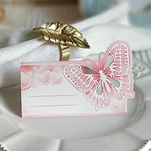 Свадебные рассадочные карточки "Бабочка и сердечки"